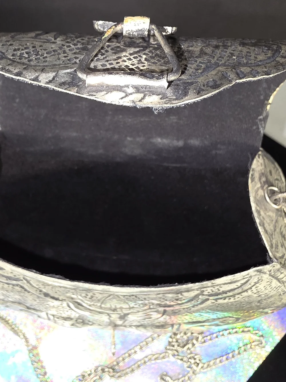 Ethnic Silver Women Gift Silver Etched Metal Elephant Bag Bridal Party Purse